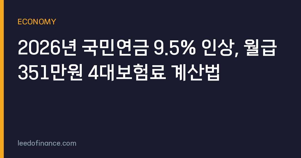 2026년 국민연금 9.5% 인상, 월급 351만원 4대보험료 계산법
