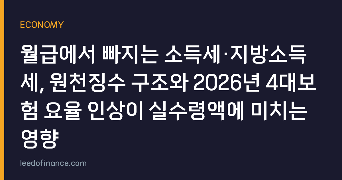 월급에서 빠지는 소득세·지방소득세, 원천징수 구조와 2026년 4대보험 요율 인상이 실수령액에 미치는 영향