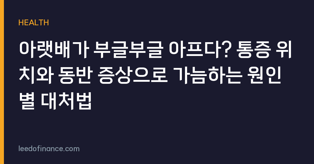 아랫배가 부글부글 아프다? 통증 위치와 동반 증상으로 가늠하는 원인별 대처법