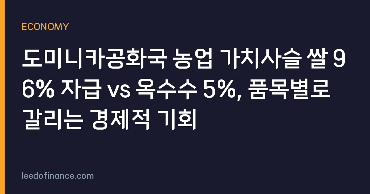 도미니카공화국 농업 가치사슬 쌀 96% 자급 vs 옥수수 5%, 품목별로 갈리는 경제적 기회