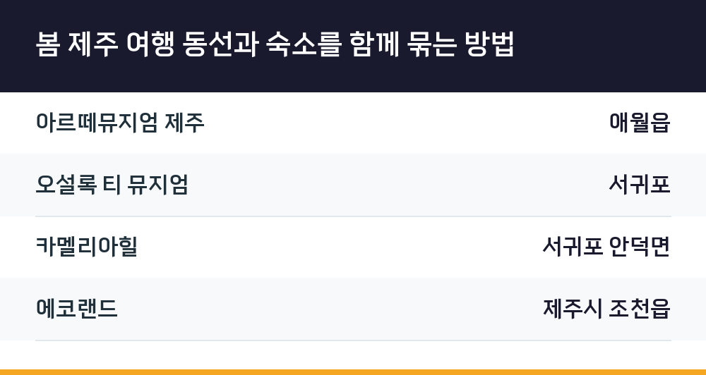 봄 제주 여행 동선과 숙소를 함께 묶는 방법