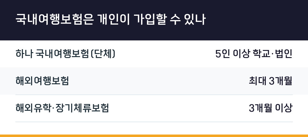 국내여행보험은 개인이 가입할 수 있나