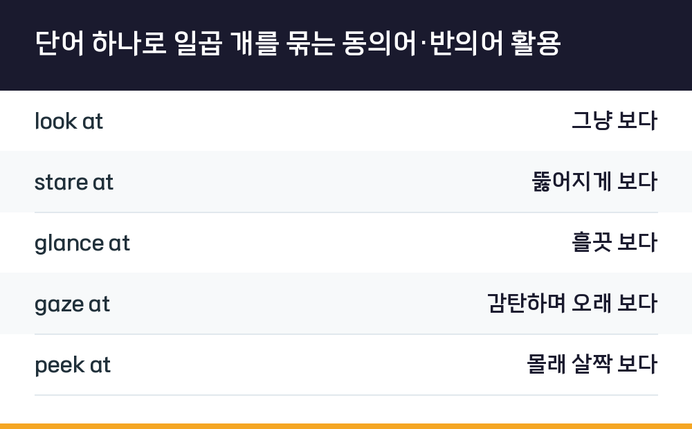 단어 하나로 일곱 개를 묶는 동의어·반의어 활용