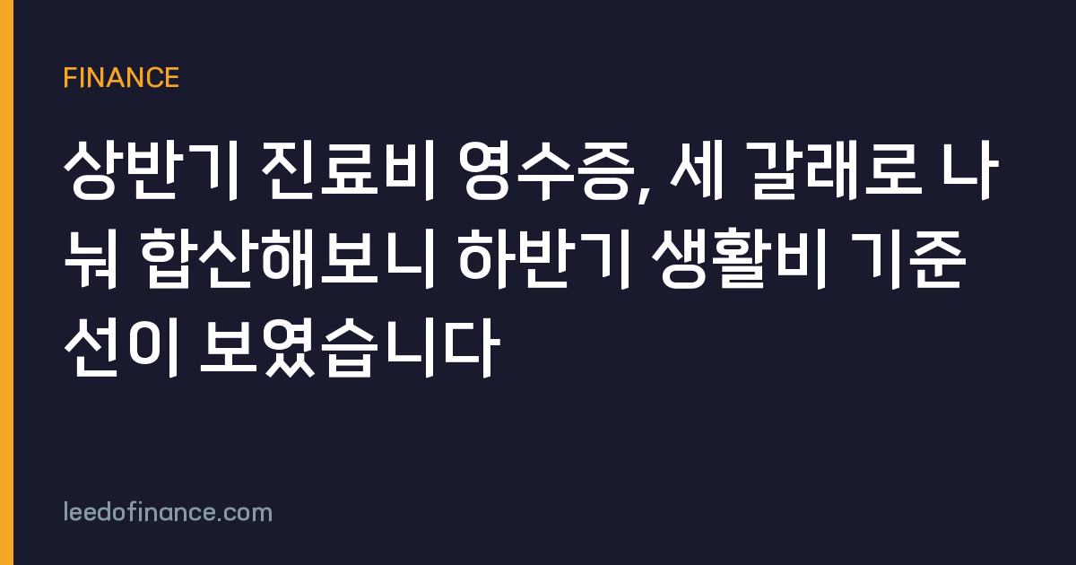 상반기 진료비 영수증, 세 갈래로 나눠 합산해보니 하반기 생활비 기준선이 보였습니다