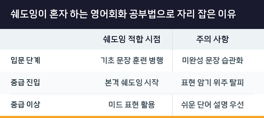 쉐도잉이 혼자 하는 영어회화 공부법으로 자리 잡은 이유