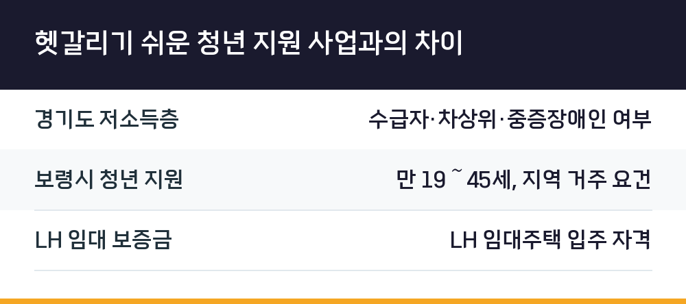 헷갈리기 쉬운 청년 지원 사업과의 차이