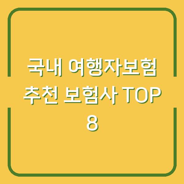 국내 여행자보험 추천 보험사 TOP 8