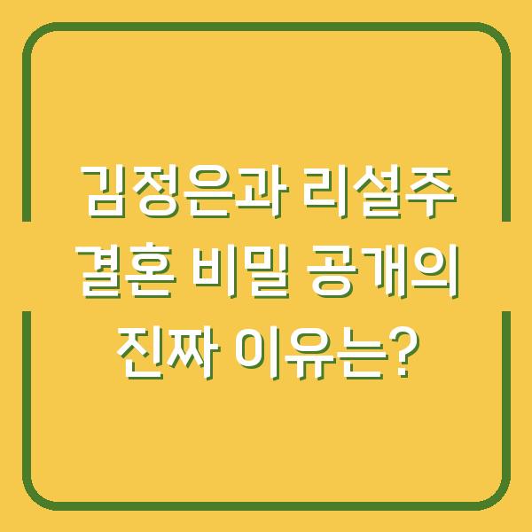김정은과 리설주 결혼 비밀 공개의 진짜 이유는?