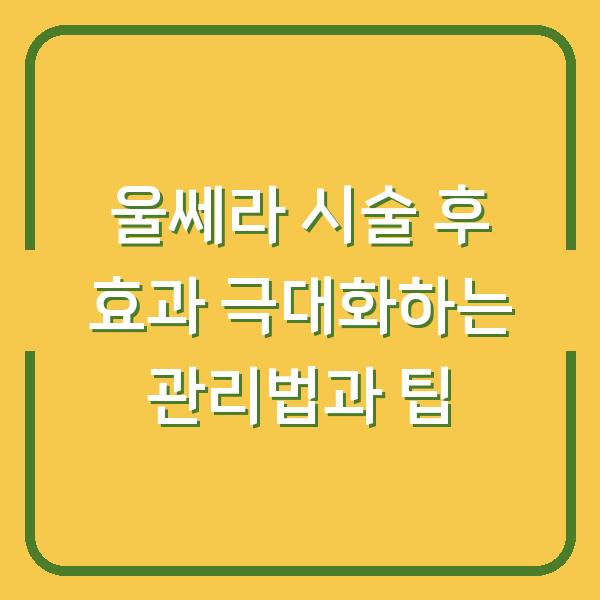 울쎄라 시술 후 효과 극대화하는 관리법과 팁