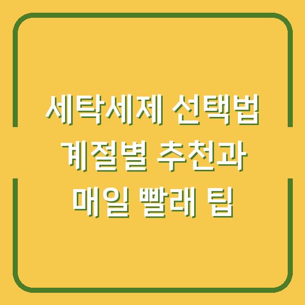 세탁세제 선택법 계절별 추천과 매일 빨래 팁