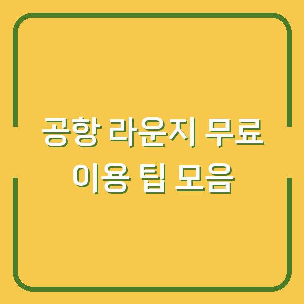 공항 라운지 무료 이용 팁 모음
