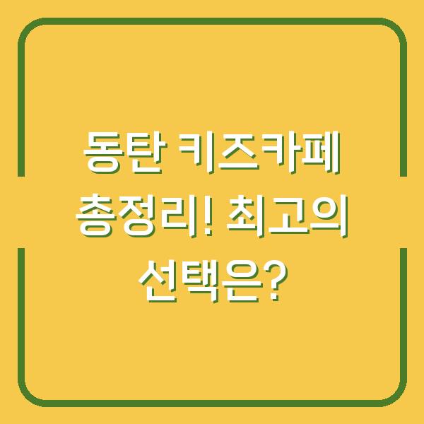 동탄 키즈카페 총정리! 최고의 선택은?