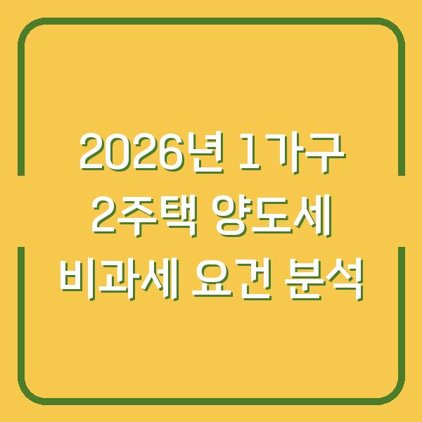 2026년 1가구 2주택 양도세 비과세 요건 분석
