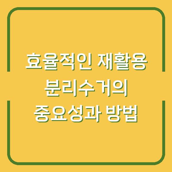 효율적인 재활용 분리수거의 중요성과 방법