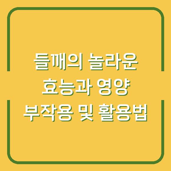 들깨의 놀라운 효능과 영양 부작용 및 활용법