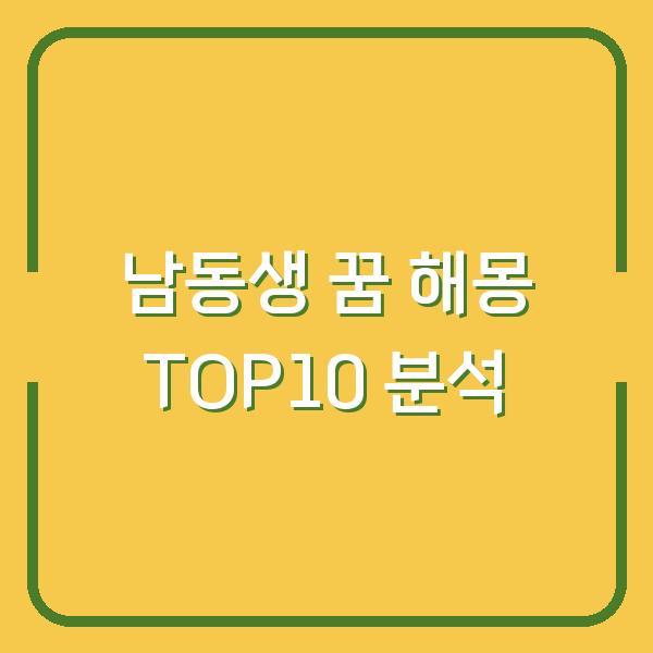 남동생 꿈 해몽 TOP10 분석