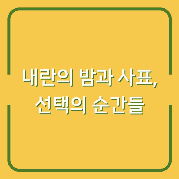 내란의 밤과 사표, 선택의 순간들
