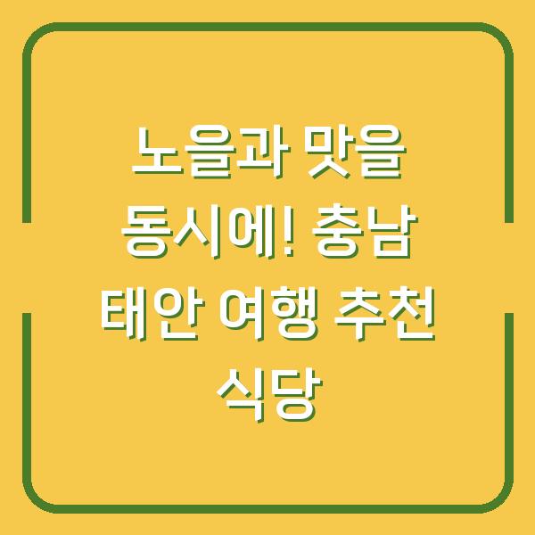 노을과 맛을 동시에! 충남 태안 여행 추천 식당