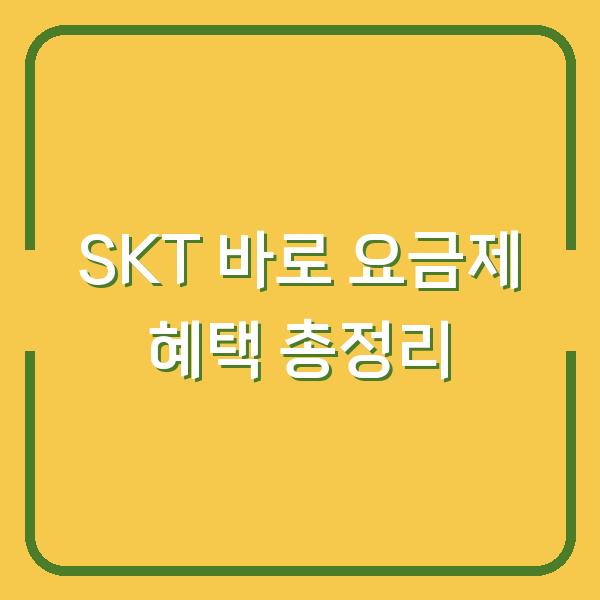 SKT 바로 요금제 혜택 총정리