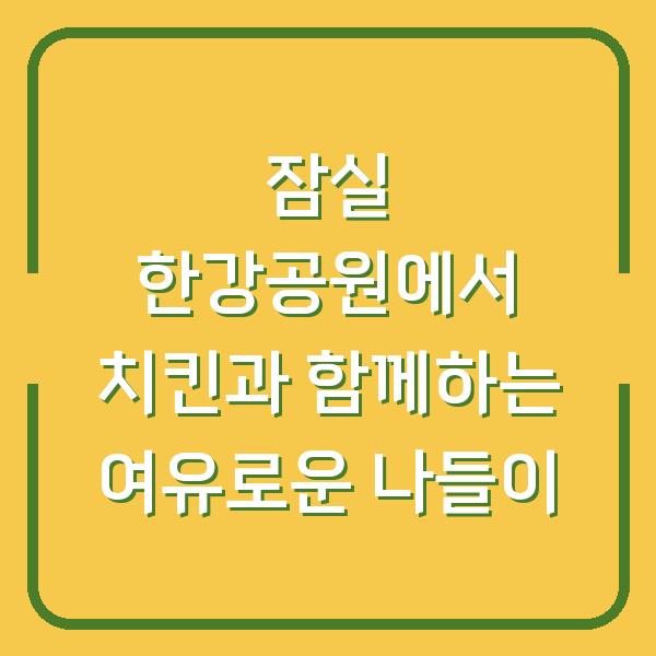 잠실 한강공원에서 치킨과 함께하는 여유로운 나들이