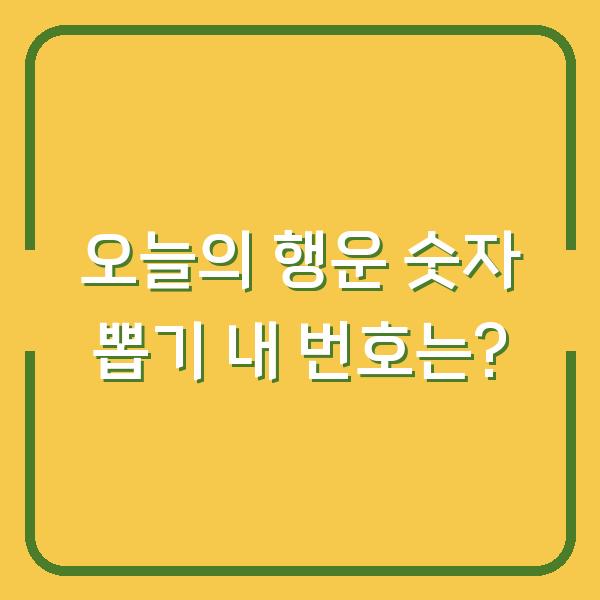 오늘의 행운 숫자 뽑기 내 번호는?