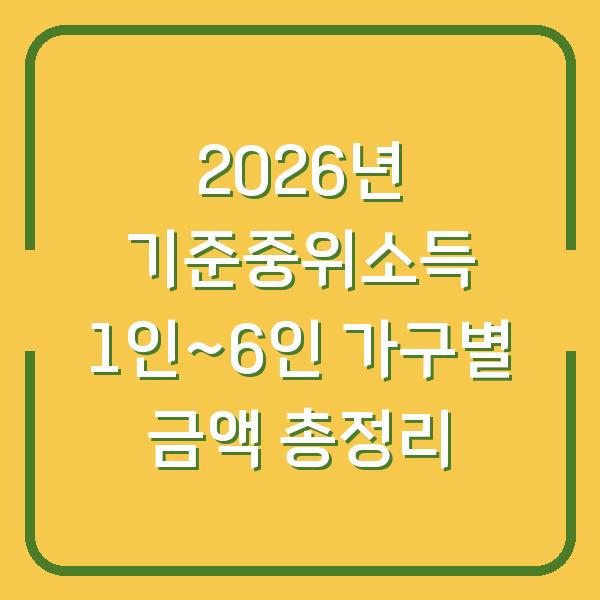 2026년 기준중위소득 1인~6인 가구별 금액 총정리