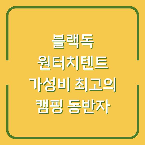 블랙독 원터치텐트 가성비 최고의 캠핑 동반자