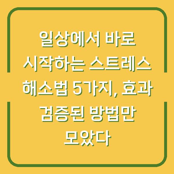 일상에서 바로 시작하는 스트레스 해소법 5가지, 효과 검증된 방법만 모았다