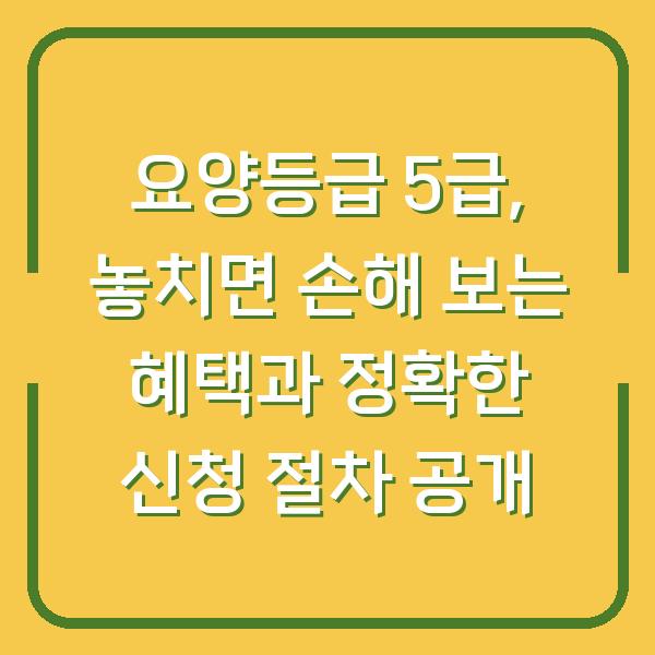 요양등급 5급, 놓치면 손해 보는 혜택과 정확한 신청 절차 공개