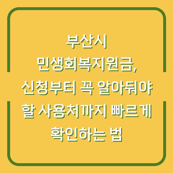 부산시 민생회복지원금, 신청부터 꼭 알아둬야 할 사용처까지 빠르게 확인하는 법