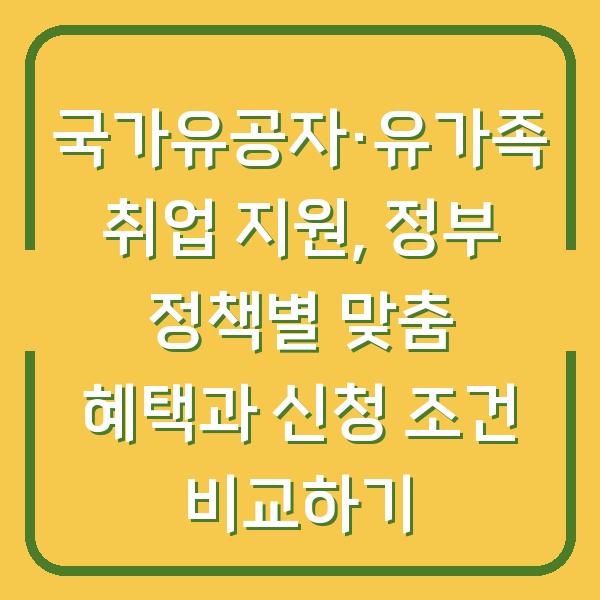 국가유공자·유가족 취업 지원, 정부 정책별 맞춤 혜택과 신청 조건 비교하기