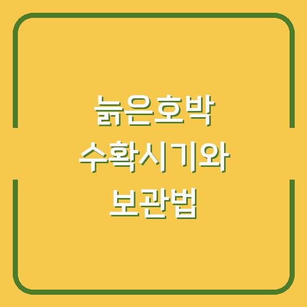 늙은호박 수확시기 놓치면 망하는 이유 – 보관법과 보관 장소까지 한 번에