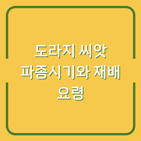 도라지 씨앗 3월에 심었다가 실패하지 않는 파종시기와 첫 재배 요령