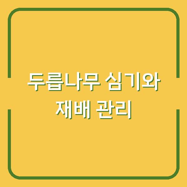두릅나무 심는 시기와 재배 방법, 1년 농사가 달라지는 관리 요령