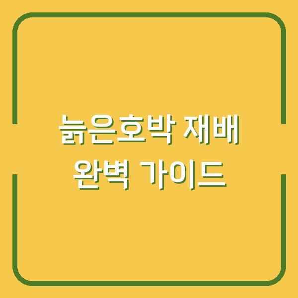 늙은호박 심는 시기부터 수확 후 보관까지, 실패 없는 재배 방법 5가지