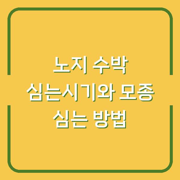 노지 수박 심는시기와 모종 심는 방법, 5년 농부가 알려주는 재배 실수 줄이는 법