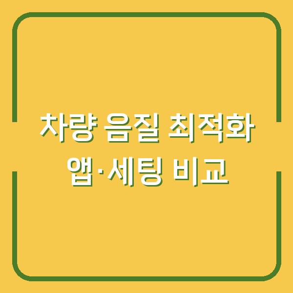 차량에서 최고의 음질로 음악 듣는 법 추천 앱 & 세팅 비교