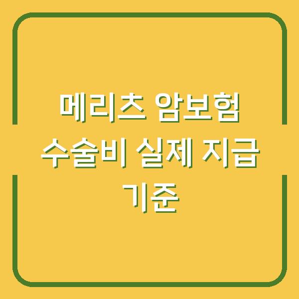 메리츠화재 암보험 수술비 실제 사례로 본 지급 기준과 조건